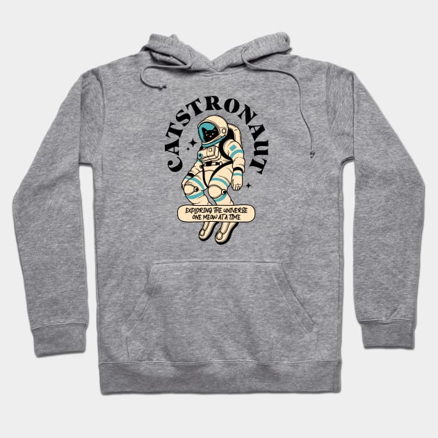 Astronaut Black Cat in blue Hoodie by The Charcoal Cat Co.